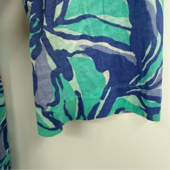 Lilly Pulitzer Beaded Blue Iris Mai Tai Tunic Top Women’s Size XS Pearls Cotton - Picture 5 of 10